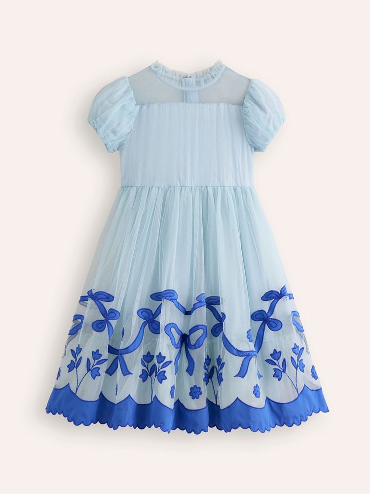 Boden Blue Appliqué Hem Tulle Dress - Image 1 of 3