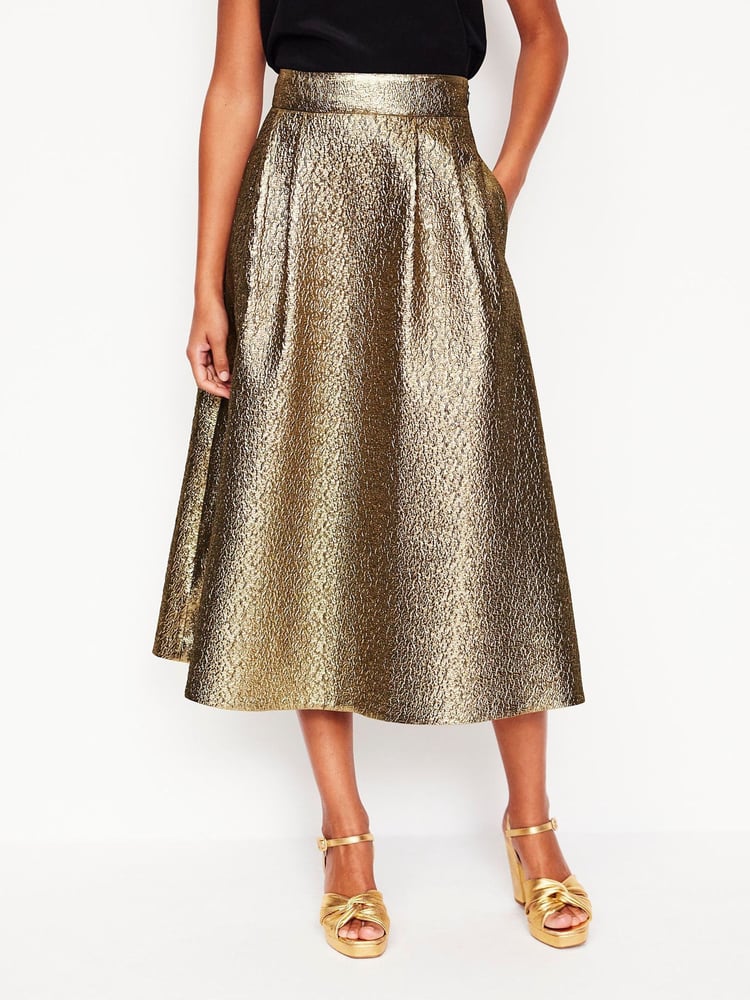 Boden Gold Angelica Jacquard Skirt - Image 1 of 5