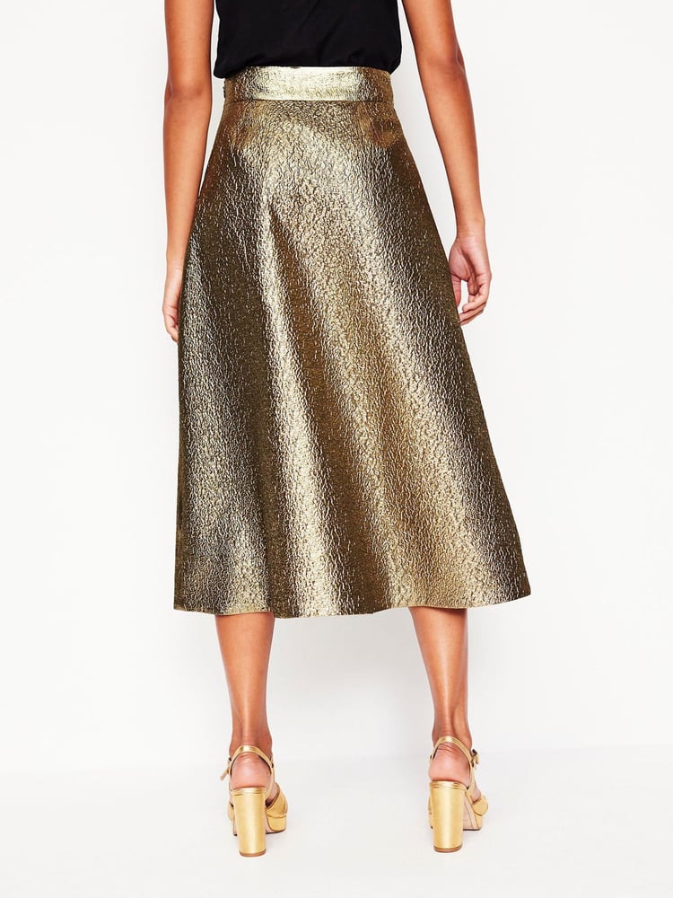 Boden Gold Angelica Jacquard Skirt - Image 2 of 5