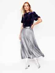 Boden Silver Camilla Metallic Midi Skirt - Image 1 of 5