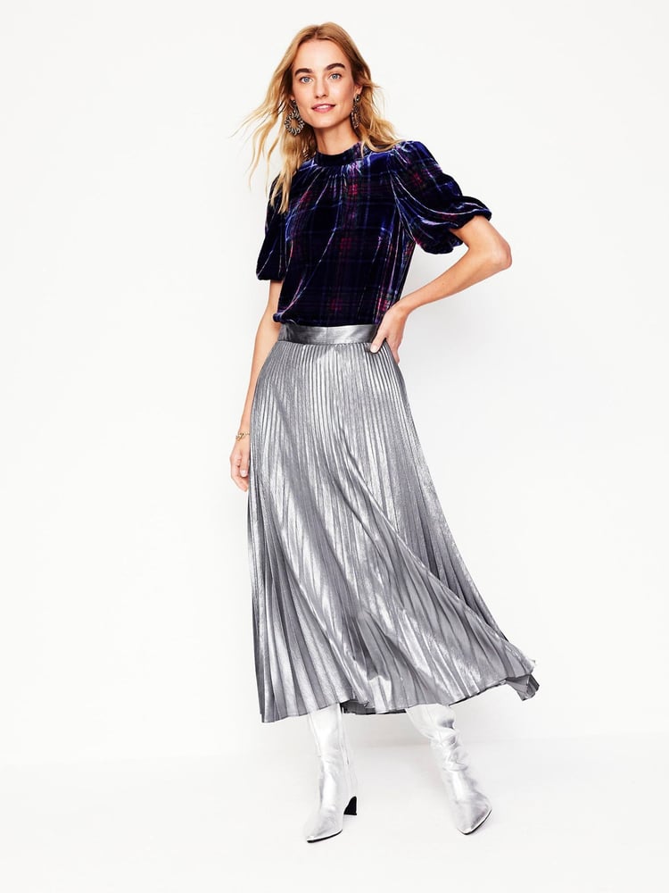 Boden Silver Camilla Metallic Midi Skirt - Image 1 of 5