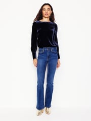 Boden Blue Button Back Velvet Top - Image 4 of 5