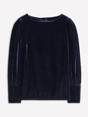 Boden Blue Button Back Velvet Top - Image 5 of 5