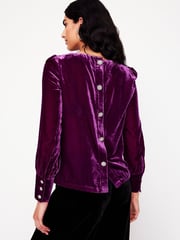 Boden Purple Button Back Velvet Top - Image 3 of 6