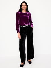 Boden Purple Button Back Velvet Top - Image 4 of 6