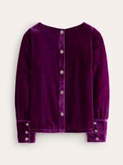 Boden Purple Button Back Velvet Top - Image 5 of 6