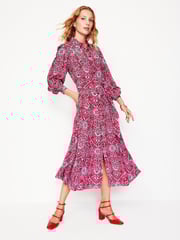 Boden Red Martha Godet Maxi Shirt Dress - Image 1 of 6