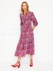 Boden Red Martha Godet Maxi Shirt Dress - Image 4 of 6