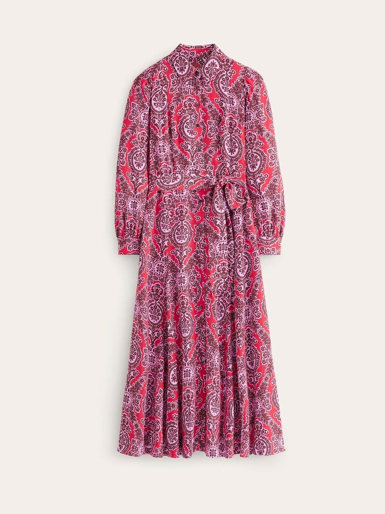 Boden Red Martha Godet Maxi Shirt Dress - Image 6 of 6