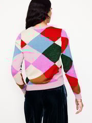 Boden Metallic Sparkly Argyle Jumper - Image 3 of 6