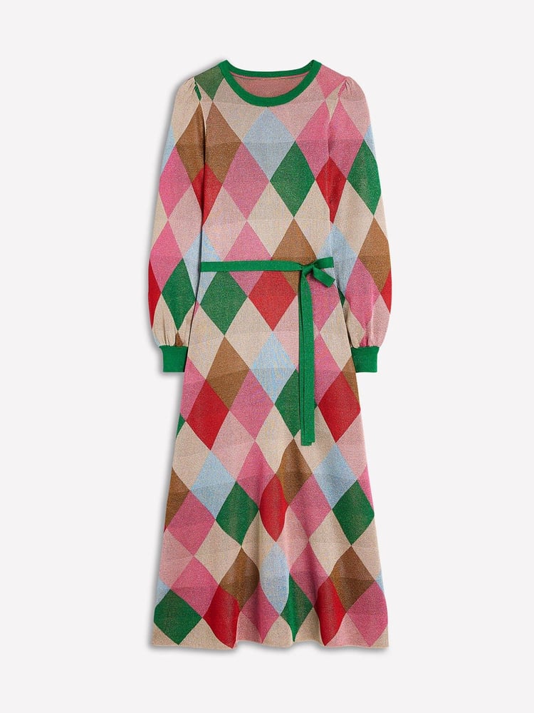 Boden Metallic Crew Jacquard Dress - Image 5 of 5