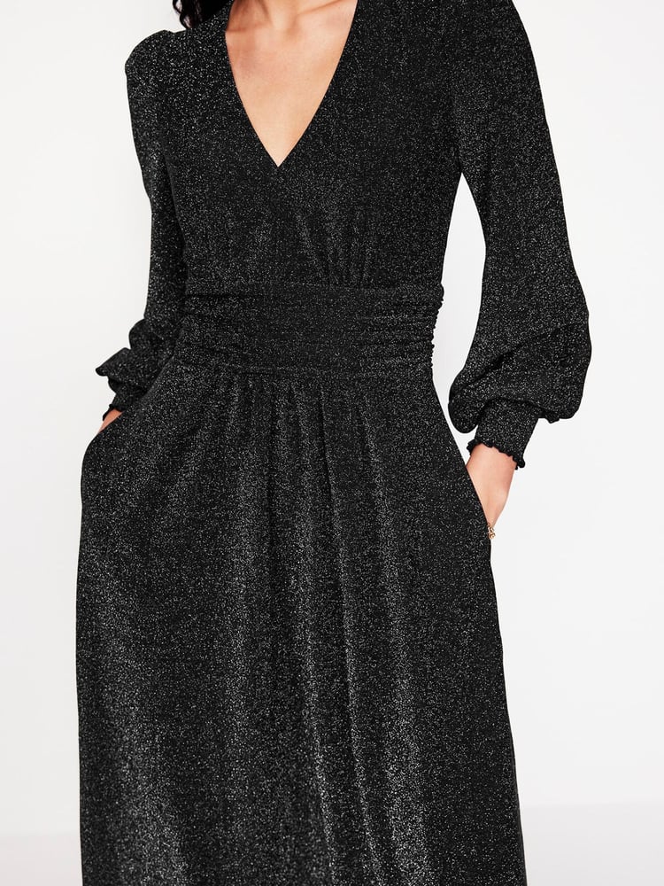 Boden Black Daphne Metallic Midi Dress - Image 2 of 6 Boden Black Daphne Metallic Midi Dress - Image 2 of 6