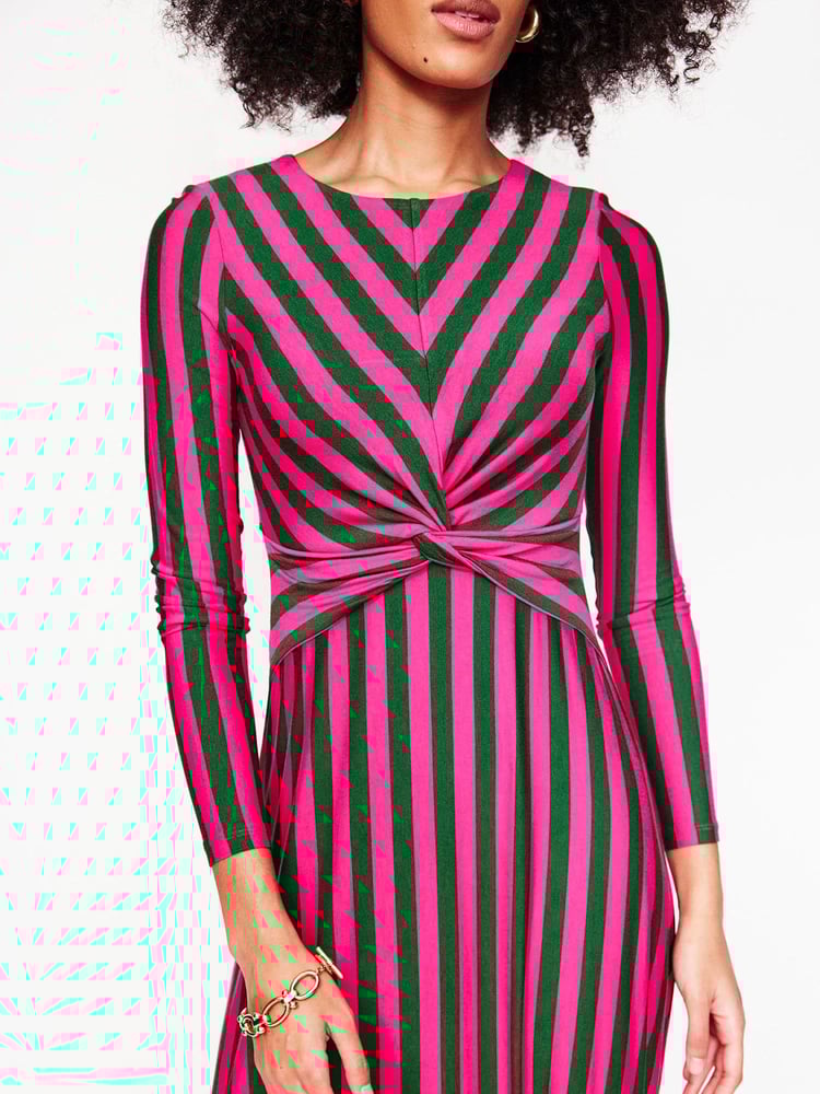 Boden Pink Twisted Waist Jersey Dress - Image 2 of 5
