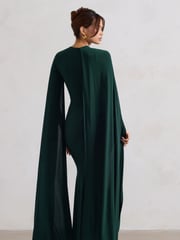 Club L London Green Magdelena Asymmetric Cape Maxi Dress - Image 5 of 5