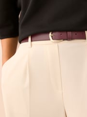 Burgundy Red Regular Premium Made In Italy Casual Leather Belt - Image 2 of 5