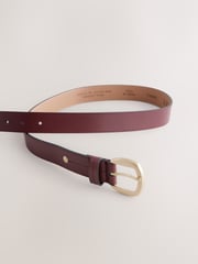 Burgundy Red Regular Premium Made In Italy Casual Leather Belt - Image 4 of 5