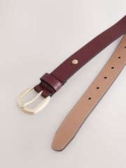 Burgundy Red Regular Premium Made In Italy Casual Leather Belt - Image 5 of 5