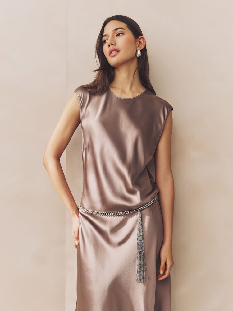 Silver Tone Skinny Chain Belt - Image 1 of 5