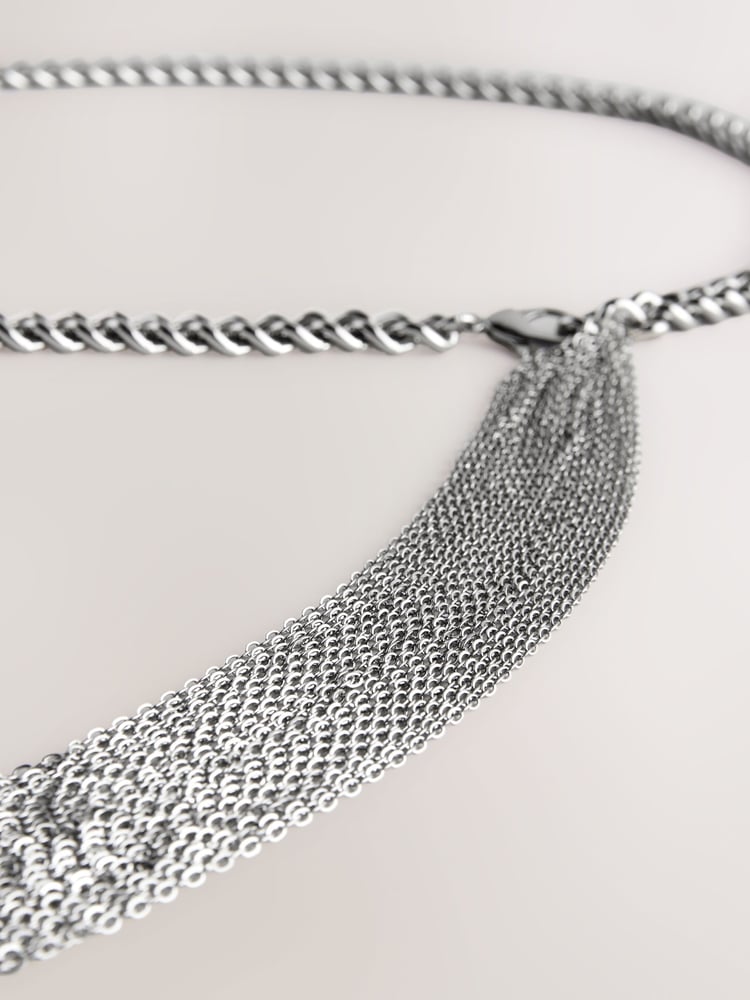 Silver Tone Skinny Chain Belt - Image 5 of 5