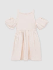 Reiss Ivory Christelle 4-9 yrs Sateen Puff-Sleeve Bridesmaid Dress - Image 2 of 5