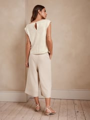 Ecru Drape Sleeveless Sequin Top - Image 3 of 8