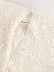 Ecru Drape Sleeveless Sequin Top - Image 8 of 8