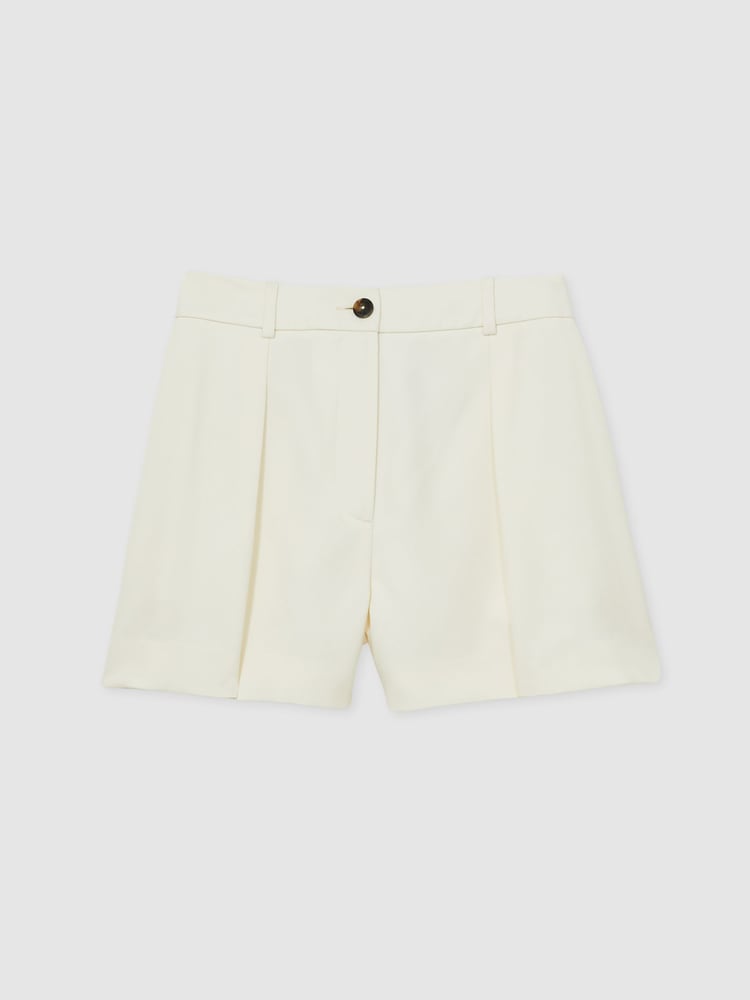 Reiss Cream Millie Single-Pleat Tailored Shorts - Image 2 of 6