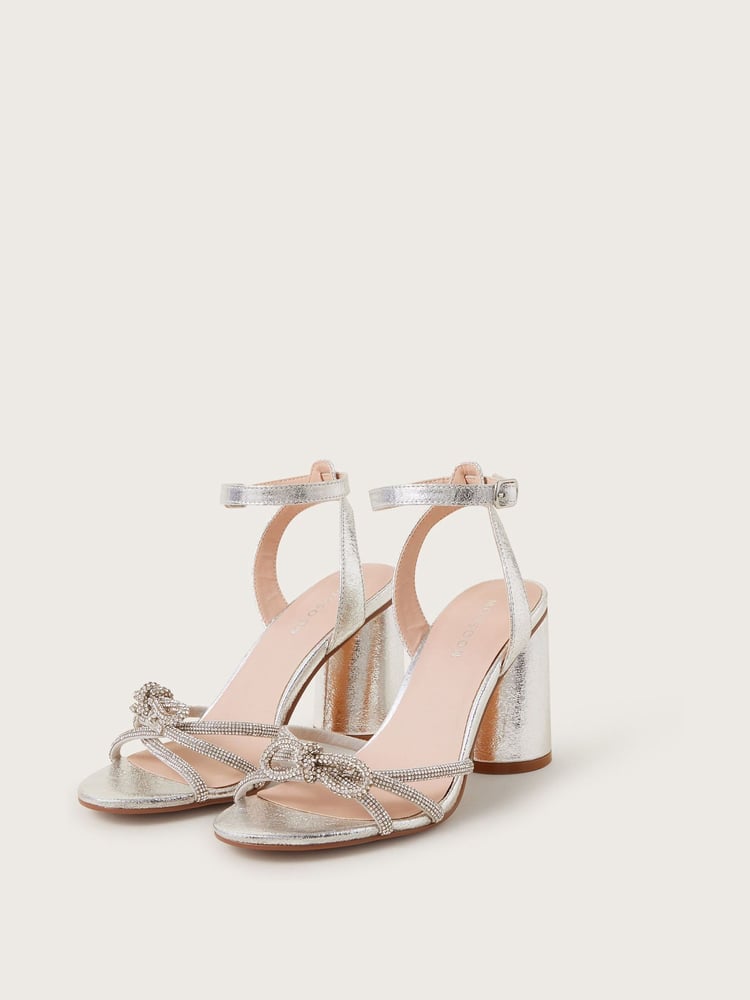 Monsoon Silver Darla Diamante Bow Heel Sandals - Image 2 of 4