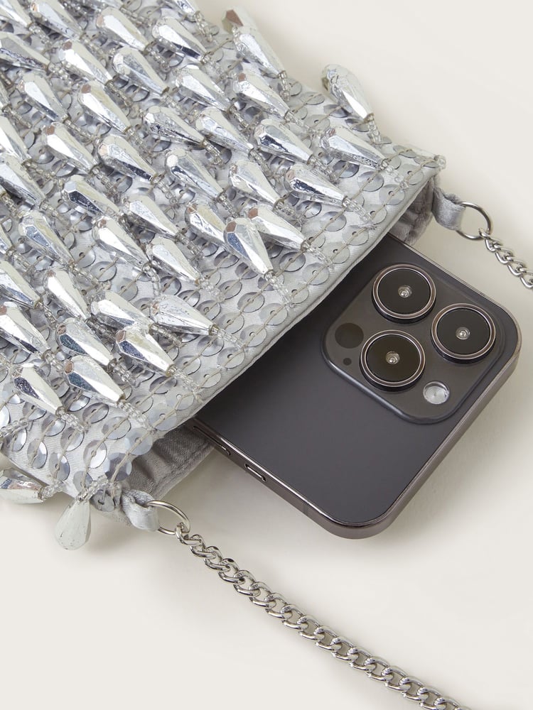 Monsoon Silver Tess Tear Drop Phone Bag - Image 4 of 4