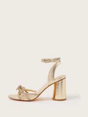 Monsoon Gold Darla Diamante Bow Heel Sandals - Image 2 of 4