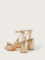 Monsoon Gold Darla Diamante Bow Heel Sandals - Image 4 of 4