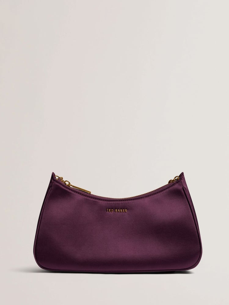 Ted Baker Purple Agnise Chain Detail Satin Shoulder Bag - Image 1 of 4 Ted Baker Purple Agnise Chain Detail Satin Shoulder Bag - Image 1 of 4