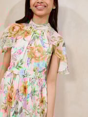 Lipsy Yellow Floral Asymetic Hem Occasion Dress (5-16yrs) - Image 4 of 5