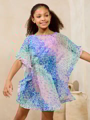 Lipsy Blue Ombre Printed Frill Edge Kaftan (5-16yrs) - Image 1 of 5