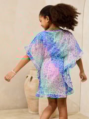 Lipsy Blue Ombre Printed Frill Edge Kaftan (5-16yrs) - Image 4 of 5
