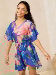 Lipsy Cobalt Blue Floral Printed Kaftan (5-16yrs) - Image 1 of 4
