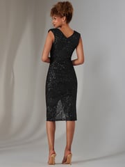 Jolie Moi Black Deja Sequin Midi Dress With Slit - Image 2 of 6