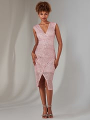 Jolie Moi Pink Deja Sequin Midi Dress With Slit - Image 5 of 6