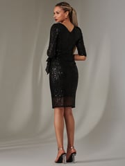 Jolie Moi Black Sleeved Sequin Embellished Shift Dress - Image 2 of 6