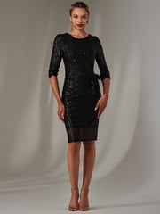 Jolie Moi Black Sleeved Sequin Embellished Shift Dress - Image 6 of 6