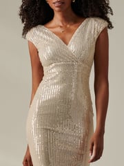 Jolie Moi Natural Bennett Sequin Bodycon Midi Dress - Image 3 of 5