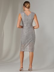Jolie Moi Silver Demi Sequin Wrap Slit Bodycon Dress - Image 3 of 6