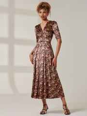 Jolie Moi Yellow Brianne Floral Velvet Maxi Dress - Image 1 of 6