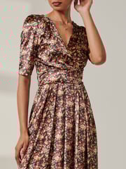 Jolie Moi Yellow Brianne Floral Velvet Maxi Dress - Image 3 of 6