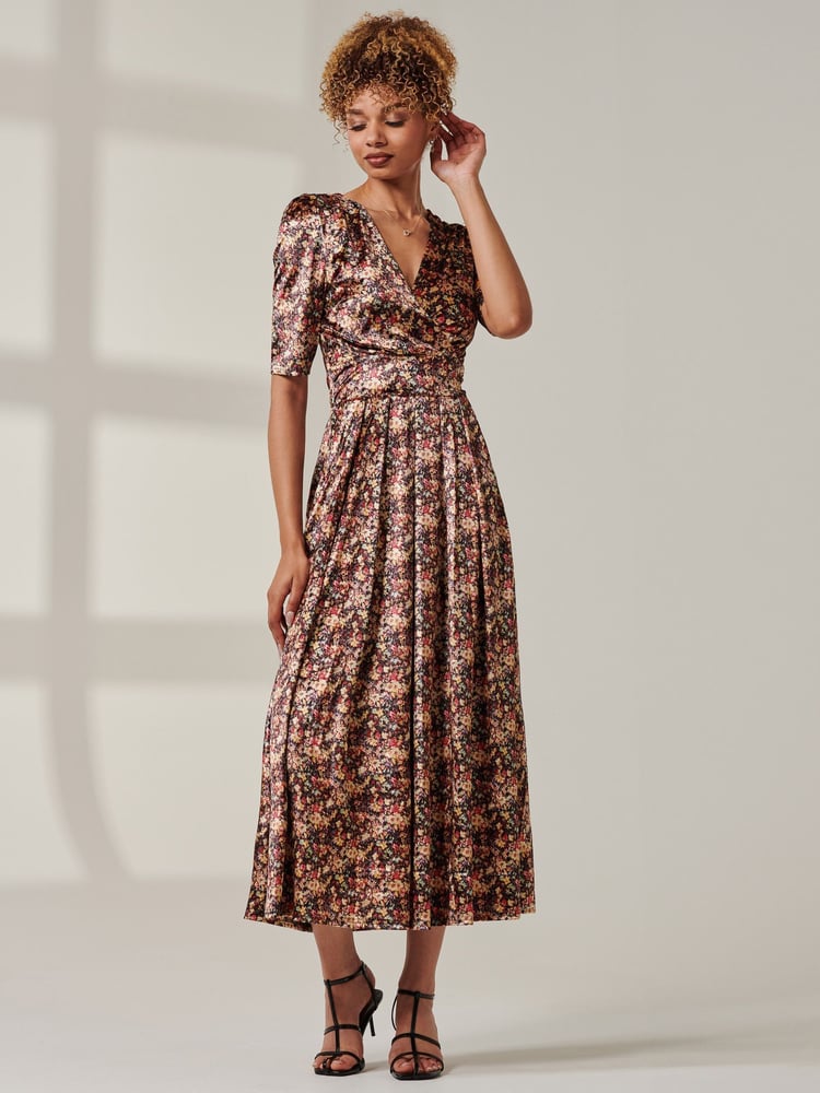 Jolie Moi Yellow Brianne Floral Velvet Maxi Dress - Image 6 of 6