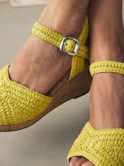 Lime Green Forever Comfort® Round Toe Crochet Cork Wedges - Image 5 of 10
