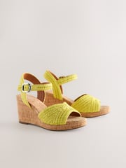Lime Green Forever Comfort® Round Toe Crochet Cork Wedges - Image 6 of 10