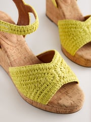 Lime Green Forever Comfort® Round Toe Crochet Cork Wedges - Image 9 of 10
