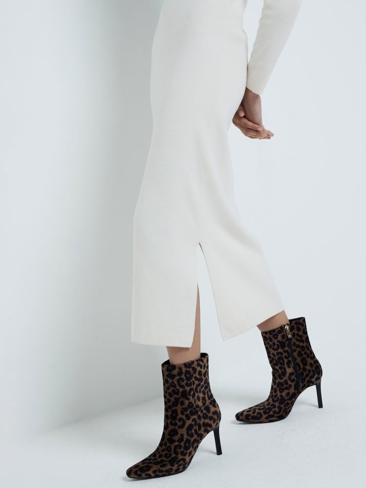 River Island Brown Leopard Heeled Ankle Boots - Image 1 of 6 River Island Brown Leopard Heeled Ankle Boots - Image 1 of 6