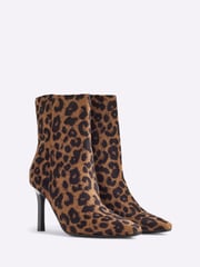 River Island Brown Leopard Heeled Ankle Boots - Image 3 of 6